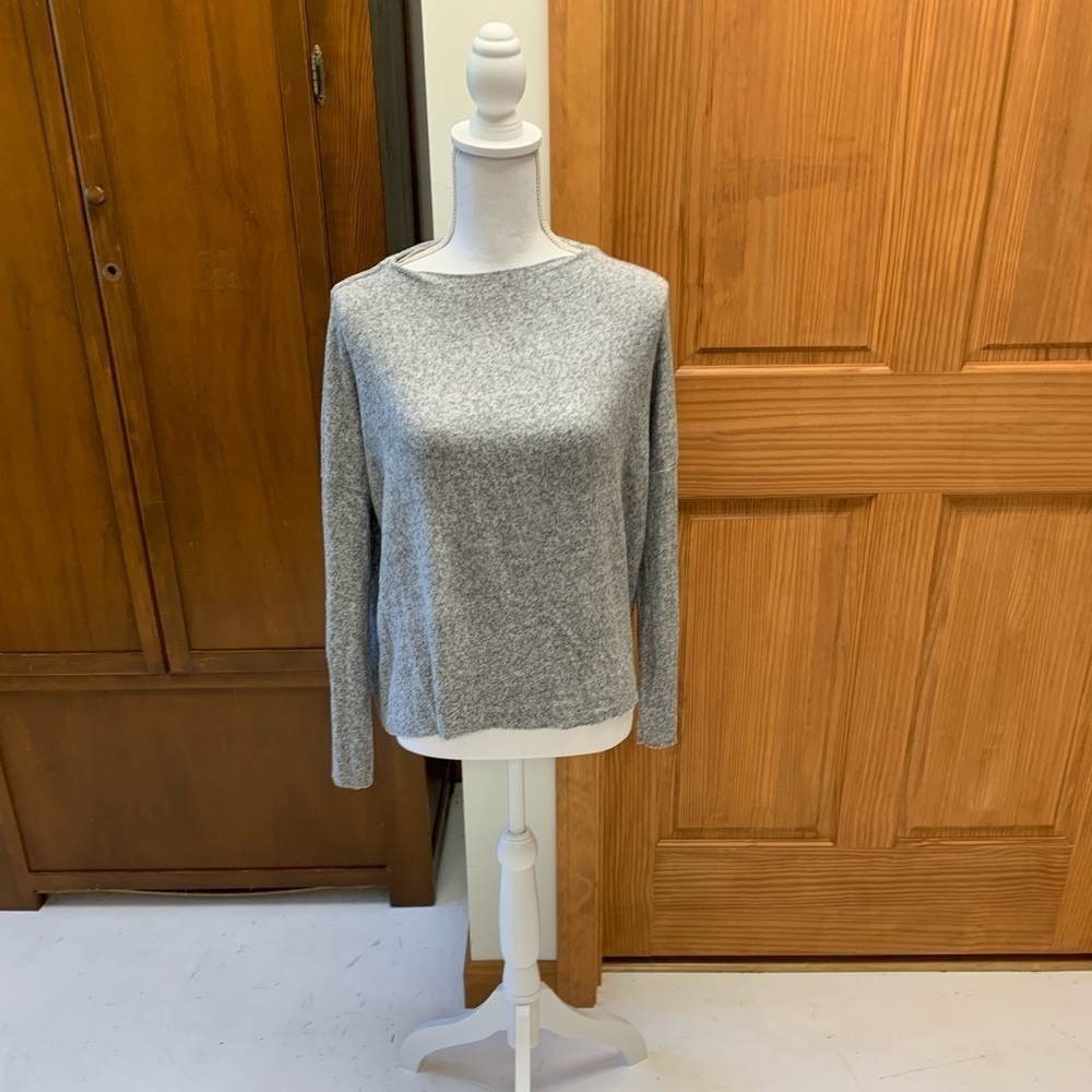 Zara Trafaluc sweater soft acrylic knit boat neck wide sleeve rough hem small